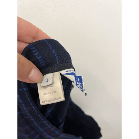 Vintage Pendleton Women Virgin Wool Blue Plaid Pleated Knee Length Skirt Size 14 - Picture 5 of 6